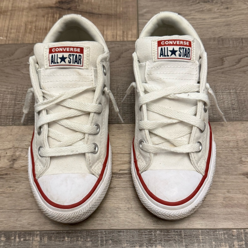 Converse Kids White and Red Sneakers - Picture 2 of 5